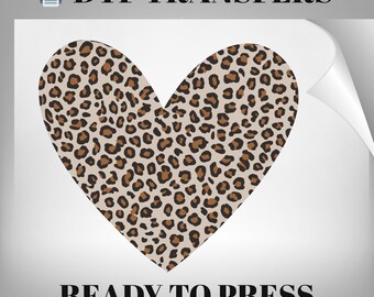 Leopard Heart DTF Transfer: Heat Print Design Ready To Press, Iron On
