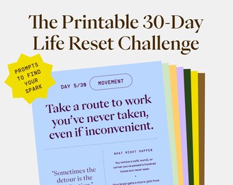 The 30-Day Life Reset Challenge | Daily Prompts Printable PDF