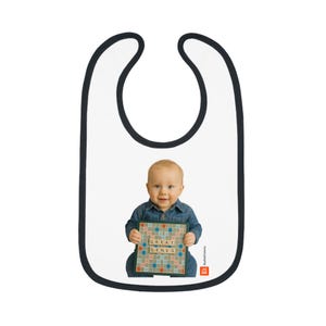 Ai Generated Great Genes meme Cute Baby Jersey Bib with Contrast Trim - Baby Showers, and Everyday Use, Adorable Gift for New Parents