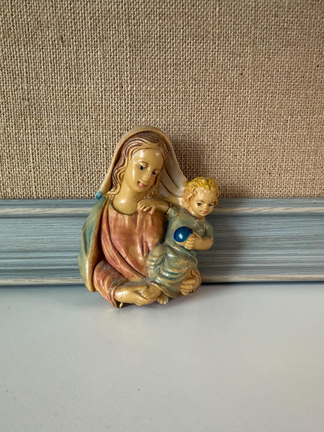 Vintage Italian Madonna and Child Wall Plaque – Resin Religious Art ...