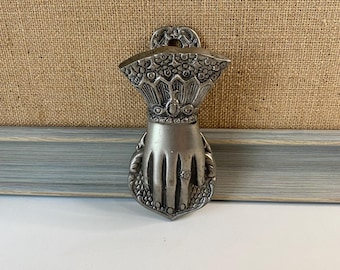 Vintage Pewter Hand Wall Hook | Victorian Art Nouveau Style | European Decorative Wall Decor