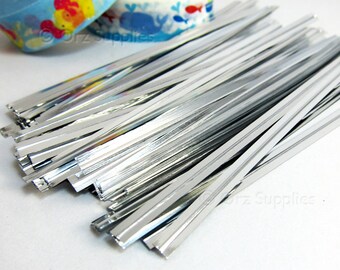 100 Silver metallic twist ties 4 inch