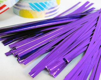 100 metallic Purple twist ties 4 inch