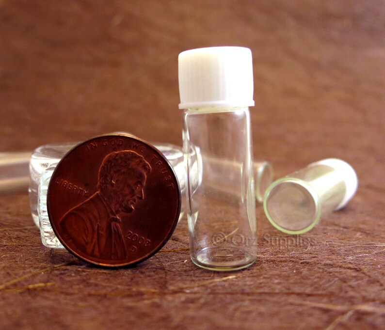 5pcs 28x10mm Clear Glass Vials with white screw cap 1ml Etsy