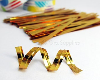 100 Gold metallic twist ties 4 inch 0.50 oz