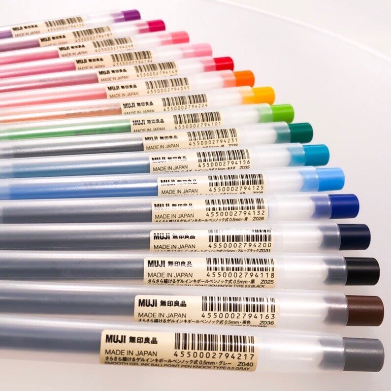 Authentic Muji Retractable Gel Ink Clip Pens 16 colors Real Etsy