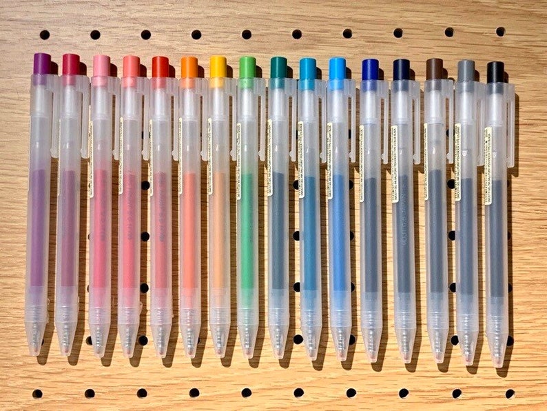 Authentic Muji Retractable Gel Ink Clip Pens 16 colors Real Etsy
