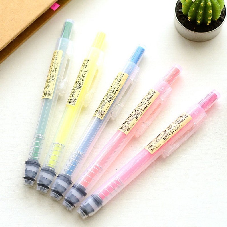 Muji Retractable Highlighter Markers / 5 Colors | Etsy