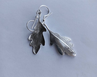 Oak leaves sterling silver or gold plated dangle earrings by RoughAsNature - Swedish Leaves collection