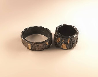 Bold Rough Bark engagement wedding unisex band ring by RoughAsNature to order