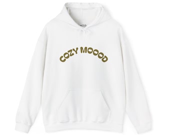 Cozy Moood arch text Cow portrait Hoodie | Cozy animal sweatshirt
