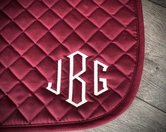 Angled Monogram Personalized Saddle Pad