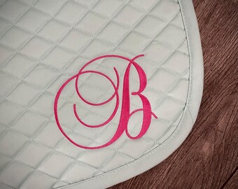 Bella Single Letter Monogram Custom Saddle Pad