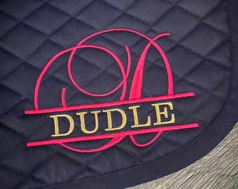 Split Letter Personalized Name Saddle Pad