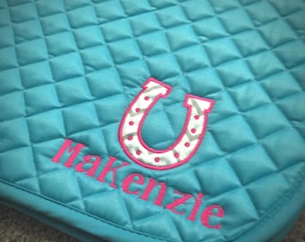 Horseshoe & Name Applique Personalized Saddle Pad