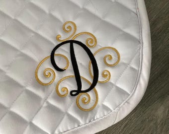Scroll Letter Monogram Personalized Saddle pad
