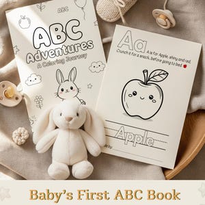 ABC LEARNING Coloring Book | Baby Shower Game Babys First A-Z Alphabets Activity Gift Ideas Learning Game DIY Baby Book Printable Digital |