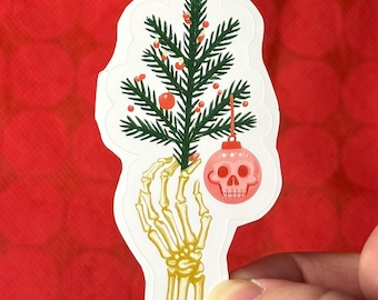 Goth Christmas Sticker • Skeleton Hand Holiday Tree • Creepy Cute Ornament Sticker • Spooky Winter Vinyl Sticker • Creepmas Aesthetic