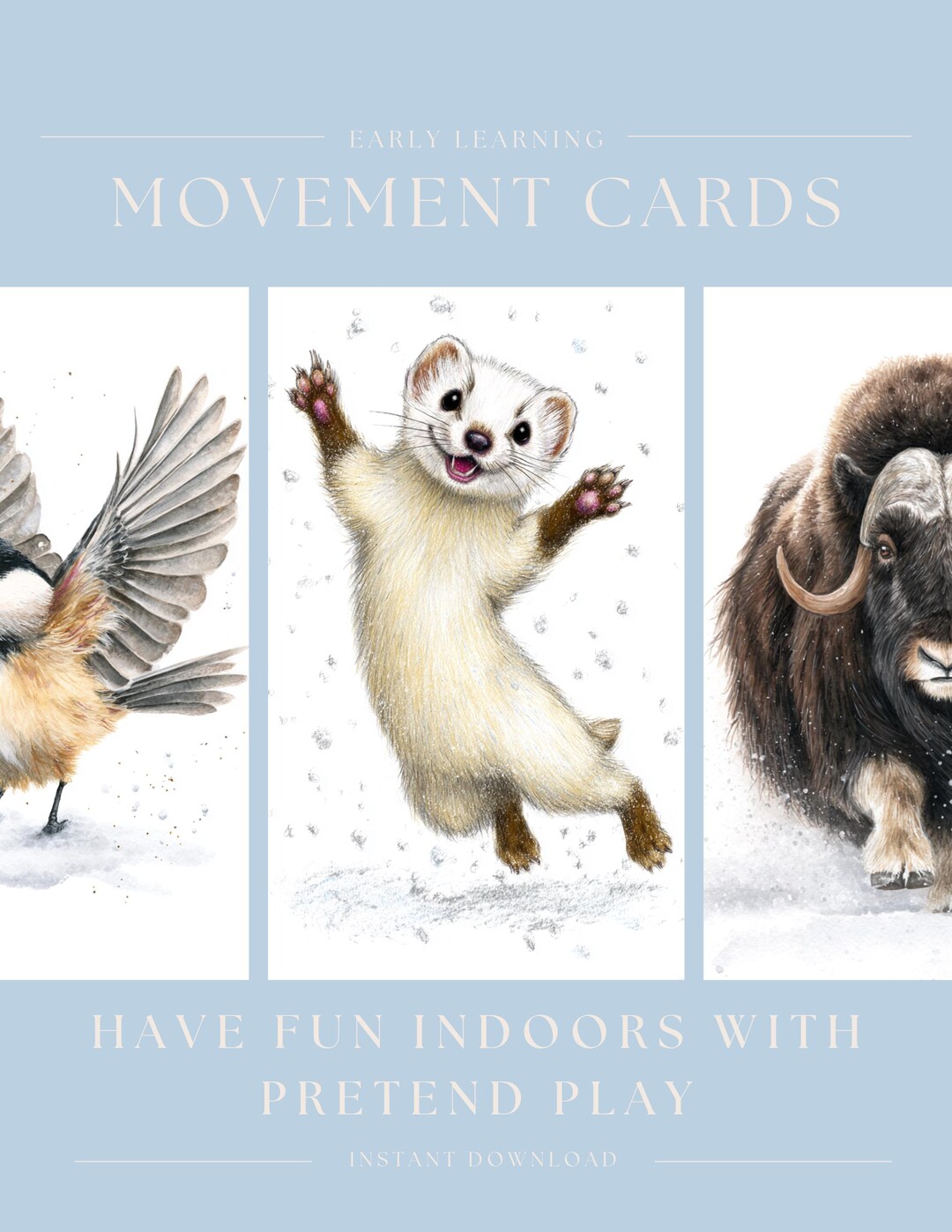 Winter Animal Movement Cards — Printable Toddler Activity Set ...
