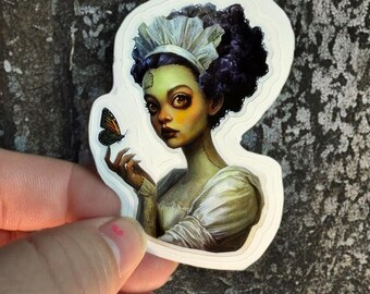 Bride of Frankenstein Sticker, Cute Halloween Stickers for Laptops, Journals, and More