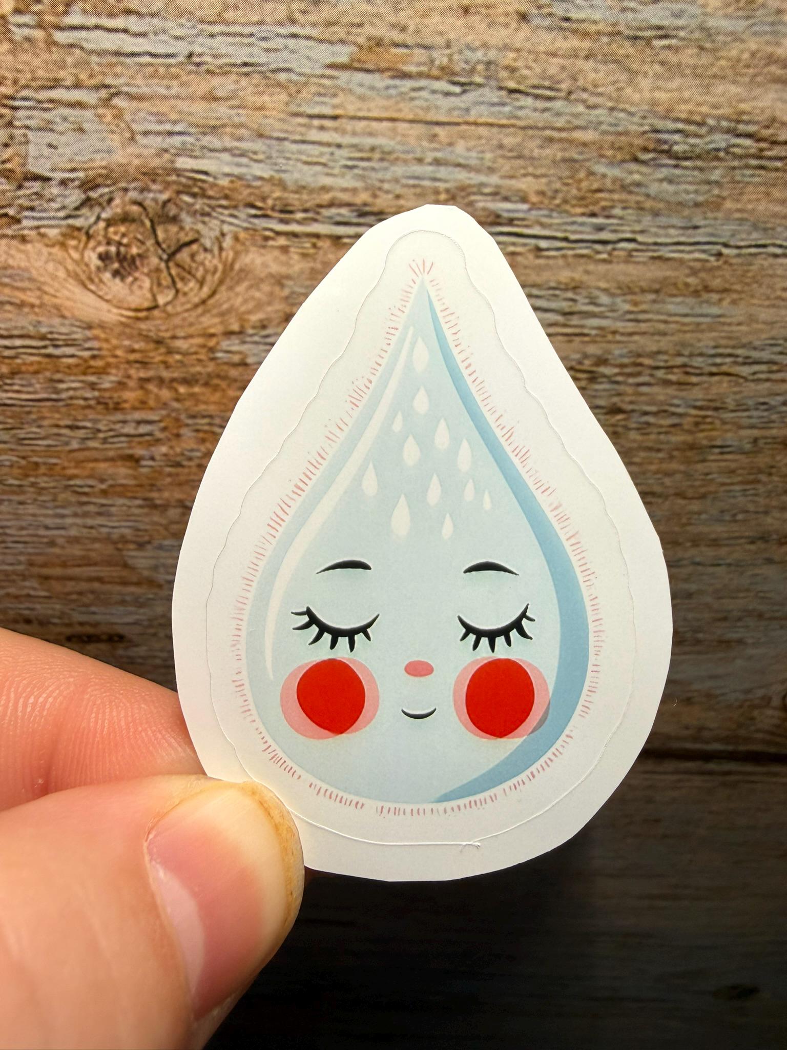 Waterdrops Sticker Design Cute Water Drop Sticker | Kawaii Raindrop Vinyl Sticker | Pastel Calm ...