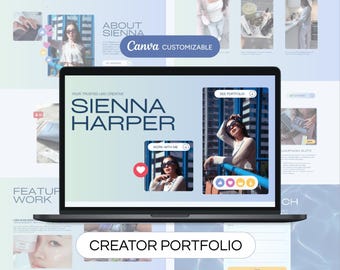 Plantilla de sitio web para portafolio de creadores: Página de destino profesional editable en Canva, brillante y con temática Y2K (descarga digital)