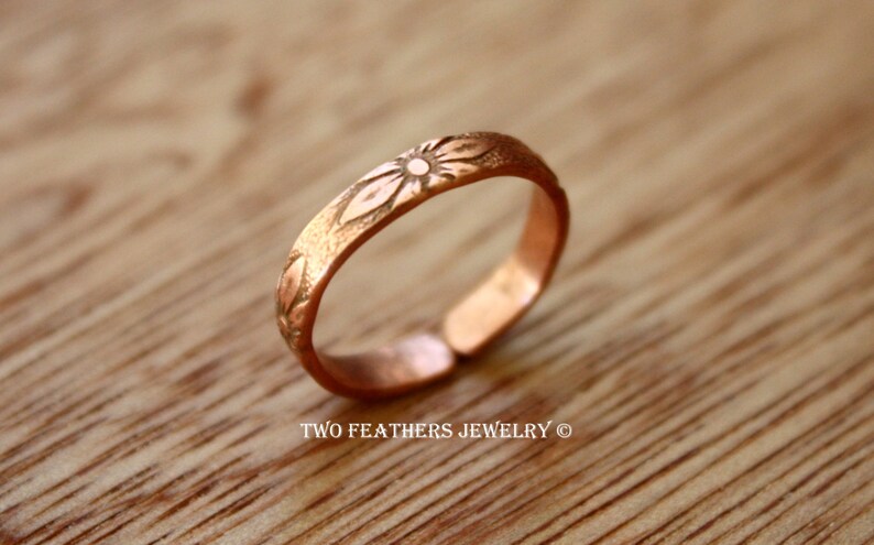 Copper Midi Ring Copper Ring Floral Pattern Ring Above - Etsy