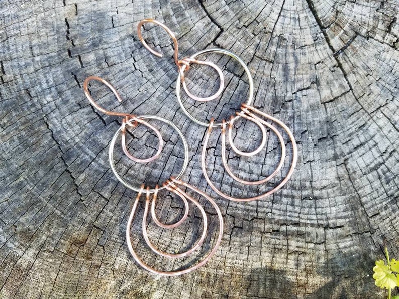 Copper And Steel Gauged Earrings Mixed Metals