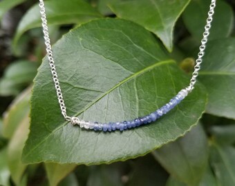 Sapphire Necklace - Ombre Sapphire Necklace In Sterling Silver - September Birthstone - 5th Anniversary - Sterling Silver Chain