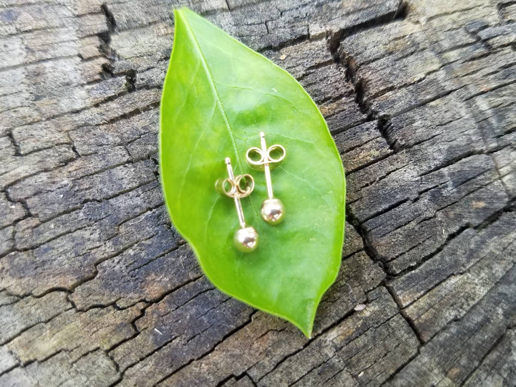 14K Gold Stud Earrings 14K Solid Gold Studs 14K Yellow | Etsy