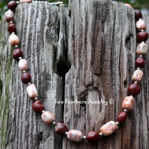 RESERVED For Kate - Jasper And Marble Anklet - Red Jasper - Redline Marble