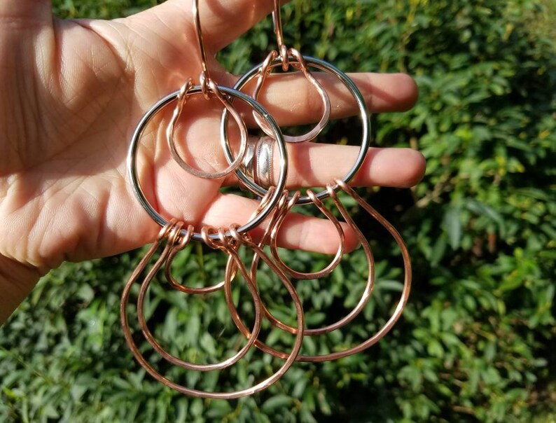 Copper And Steel Gauged Earrings Mixed Metals