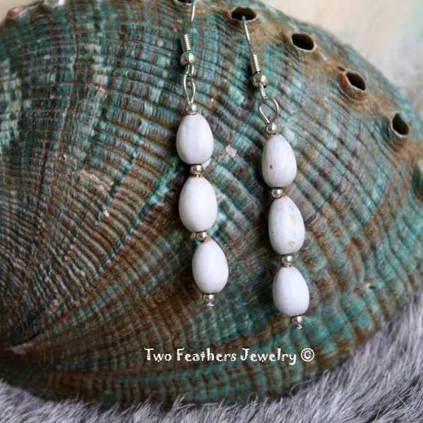 Cherokee Tear Earrings - Native American Inspired - Corn Bead Earrings - Jobs Tears Earrings - Seed Earrings - Organic - Two Feathers
