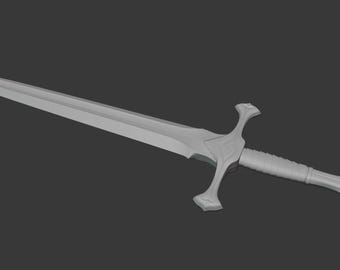 Fantasy Short Sword 3D Model Files (.stl .3mf) - Precut for 3D Printing