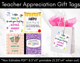 Etiquetas de regalo para maestros: imprimibles para el regreso a clases (descarga instantánea)