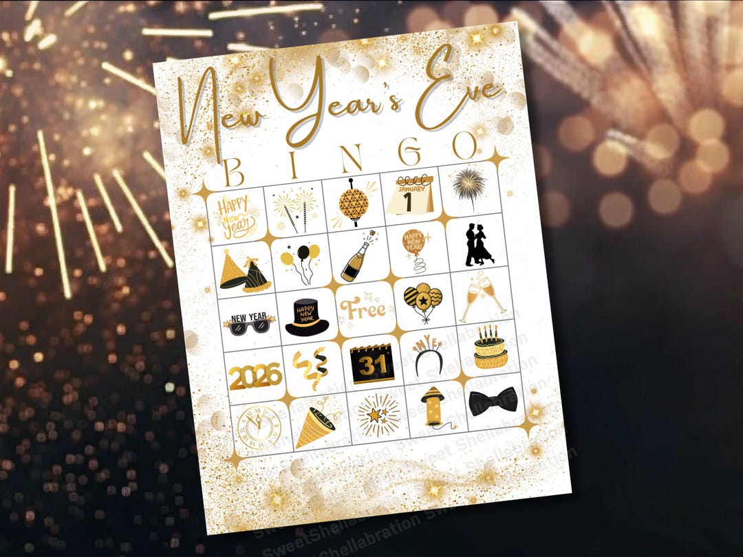 New Years Eve Bingo Printable | NYE Party Game | Instant Download Bingo ...