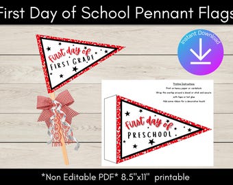 Banderines para el primer día de clases: accesorio fotográfico, preescolar a 12.º grado (descarga en PDF)