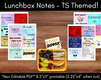 Notas para la lonchera de Swiftie: Ideas imprimibles para animar la lonchera, inspiradas en Taylor (Descargar PDF)