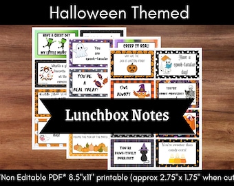 Notas para la lonchera de Halloween / Chistes y juegos de palabras espeluznantes (PDF imprimible)