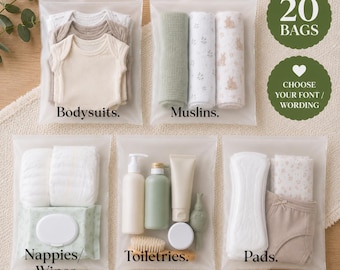 20 Piece Personalised Hospital Bag Organisers | Custom Wording | Maternity Essentials