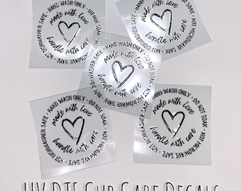 5 pack of UV DTF cup care decals, ready to apply waterproof UVDTF transfer sticker for 16 and 20 ounce tumbler cups