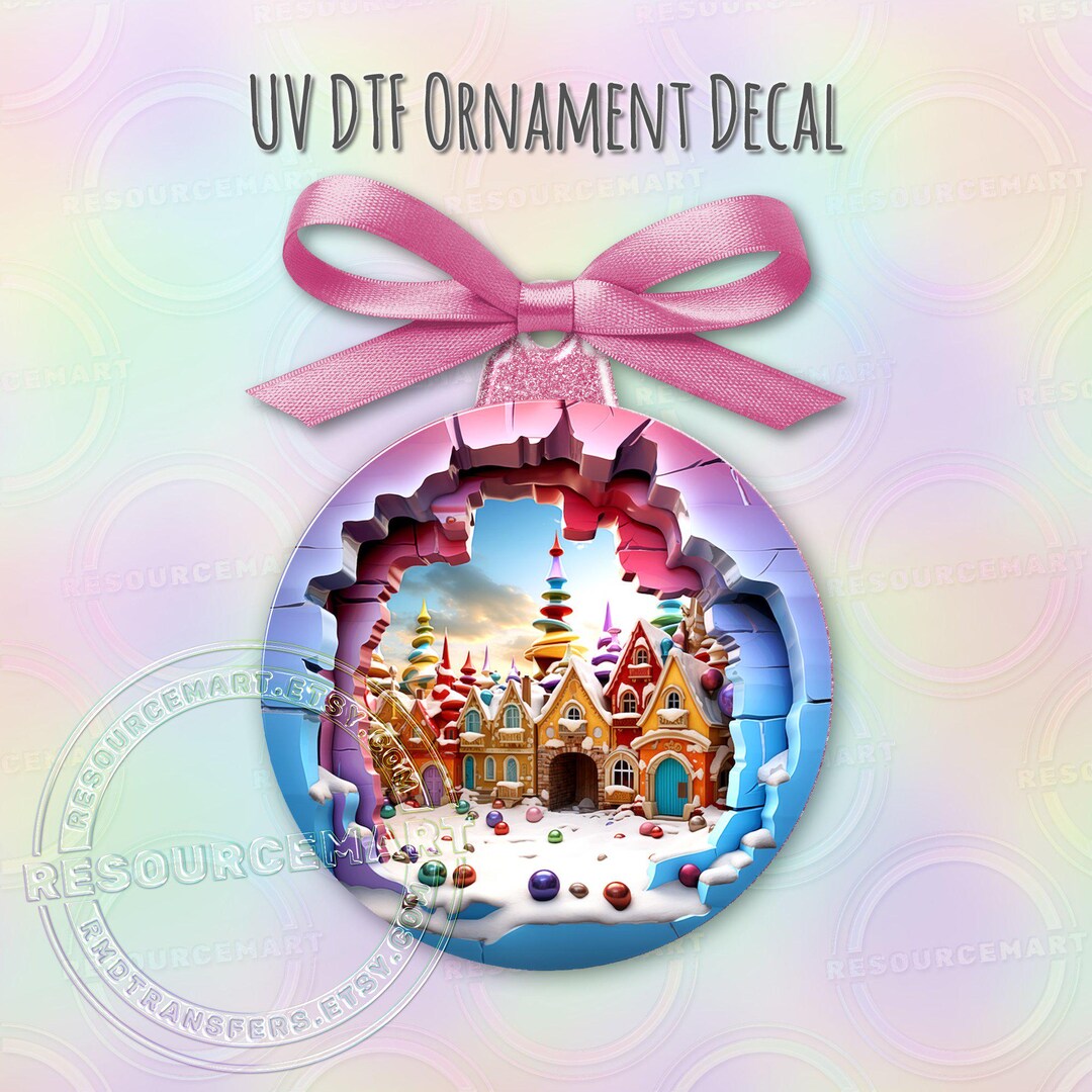 UV DTF 3D Gingerbread Village Decal, Snowy Candy Christmas Scene UVDTF ...