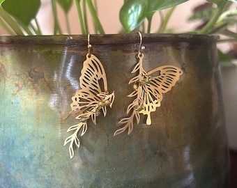 Asymmetrical Butterfly Earrings, Fairy Jewelry