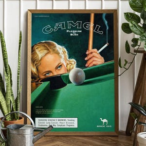 Camel Cigarette Ad, Pleasure go Burn, Bar Cart Print, Retro Tobacco Advertisement, Nostalgic Wall Art, Vintage Home Bar Decor, Cigarette Ads