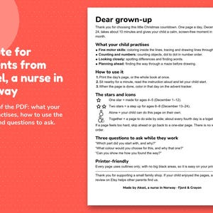 Page 1 of the PDF, a note for parents from Aksel, a nurse in Norway: what children practise, how to use the book and the star and icon key.