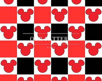 Magical mouse seamless pattern, checkered design