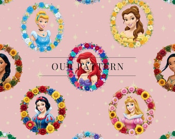 Princess flower seamless pattern