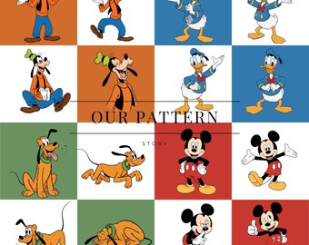 cartoon animals seamless, blocked characters seamless