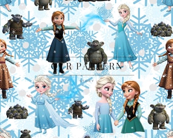 Winter Princesses Seamless Pattern: Sister Fairytale Fabric (Digital Download