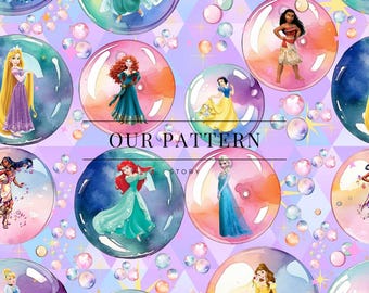 Bubbled princess seamless pattern